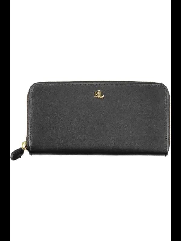 RALPH LAUREN Elegante Schwarze Leder Geldbörse mit Reißversc, Größe UNI