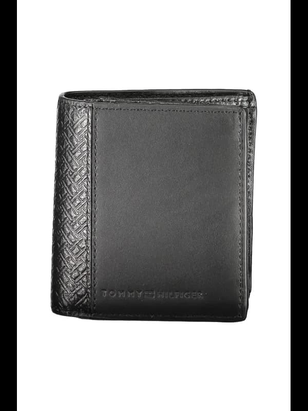 Tommy Hilfiger Stilvolle Schwarze Leder Geldbörse, Größe UNI