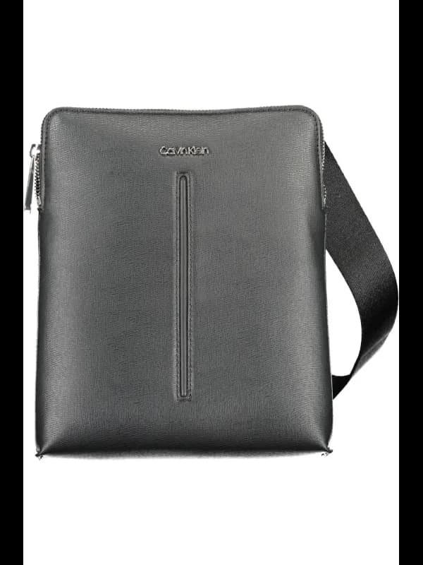 Calvin Klein Black Leather Messenger Bag, Größe UNI