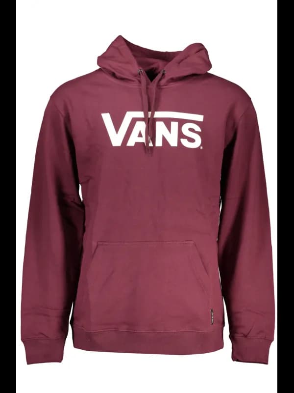 Vans Maroon Hoodie mit Weißem Logo und Kängurutasche, Größe S