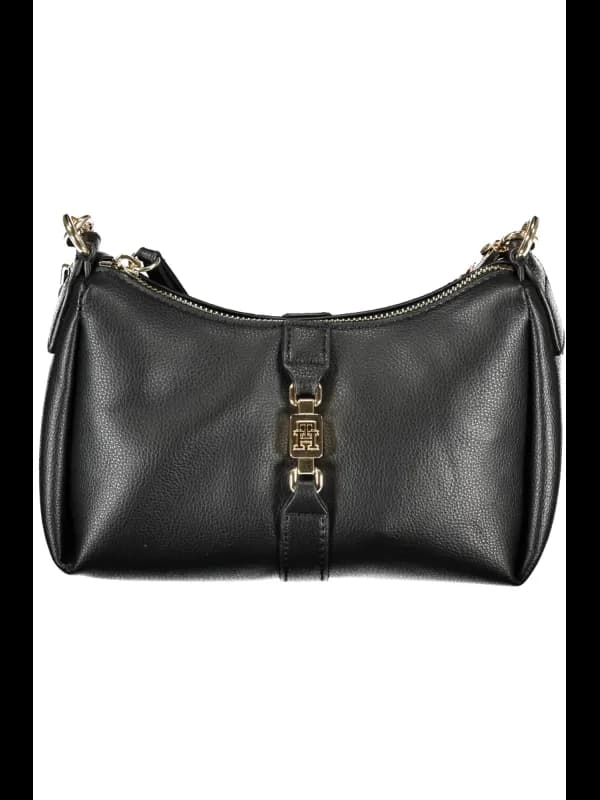 Tommy Hilfiger Klassische Schwarze Lederhandtasche, Größe UNI