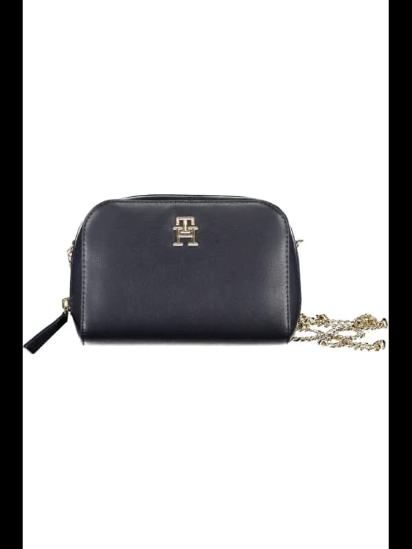Tommy Hilfiger Elegante Kettenumhängetasche Schwarz Leder, Größe UNI