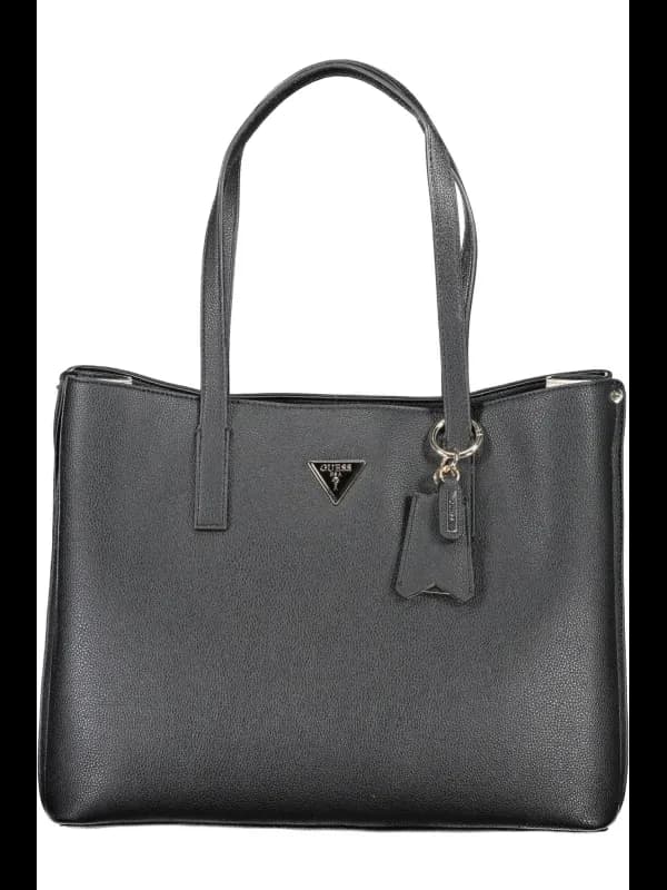 GUESS JEANS Nero Black Leder Handtasche, Größe UNI