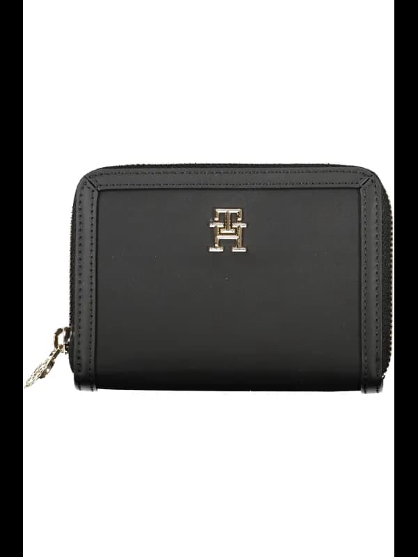 Tommy Hilfiger Elegante Schwarze Geldbörse mit Doppelfach, Größe UNI