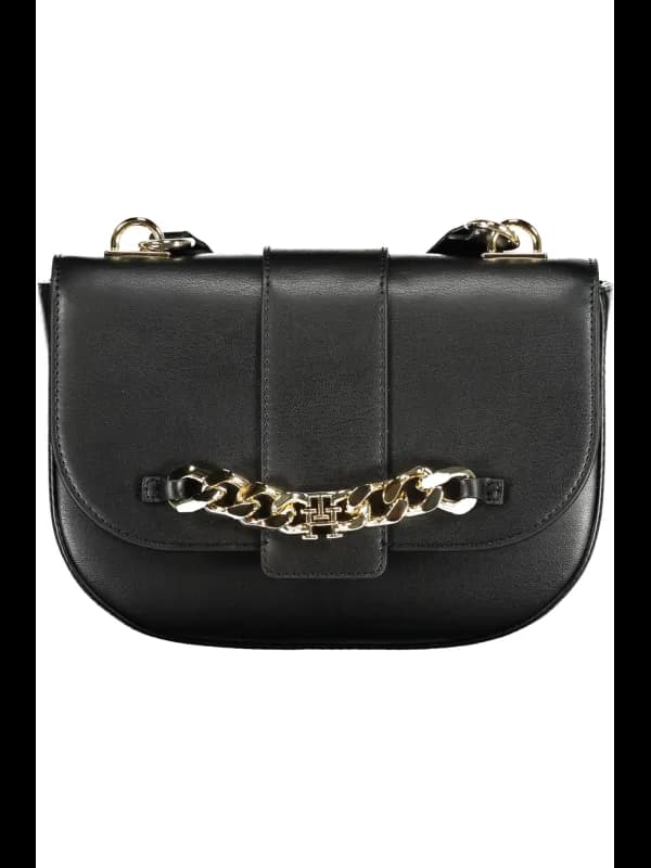 Tommy Hilfiger Elegante Schwarze Handtasche mit Goldkette, Größe UNI