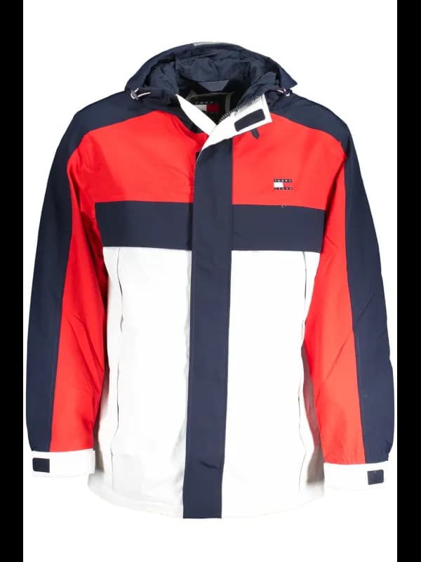 Tommy Hilfiger Recycelte Kapuzenjacke mit Taschen und Kontra, Größe XL