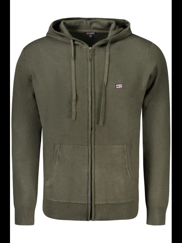 NORWAY 1963 Kapuzencardigan mit Taschen und Sticklogo, Größe L