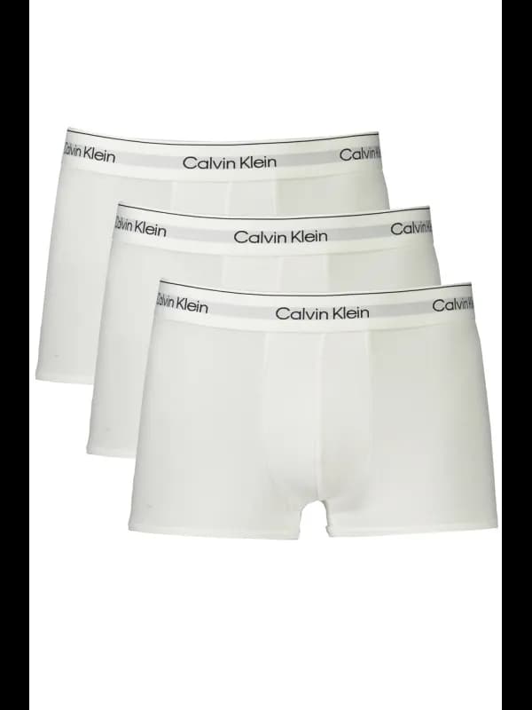 Calvin Klein Bio Baumwolle Boxer 3er-Pack Weiß mit Logo Prin, Größe 2XL
