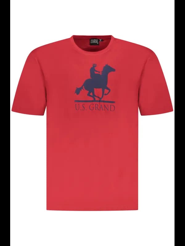U.S. GRAND POLO Rotes Rundhals Polo TShirt Kurzarm mit Logo, Größe 3XL