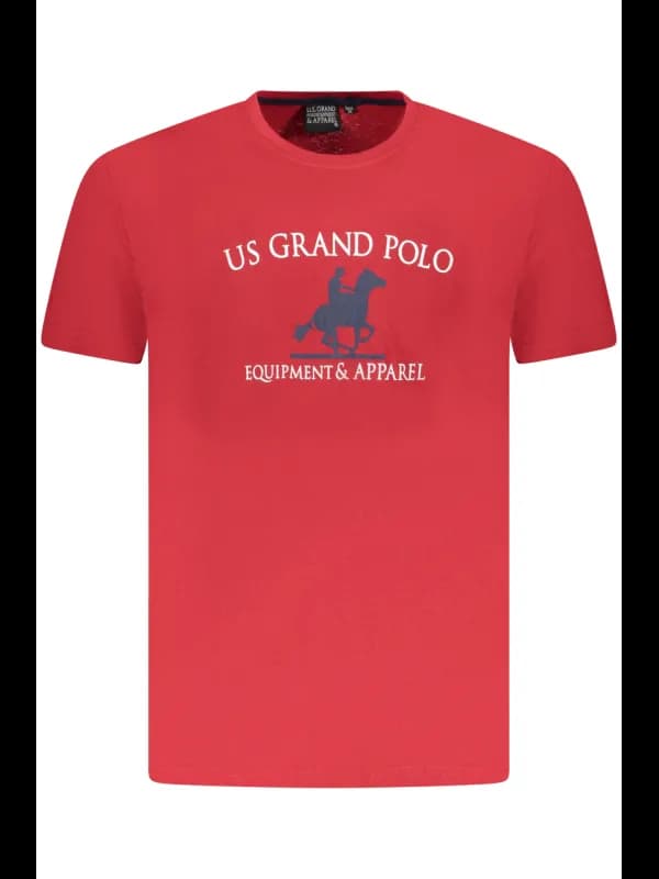 U.S. GRAND POLO US Grand Polo Kurzarmshirt Rot Rundhals Logo, Größe XL
