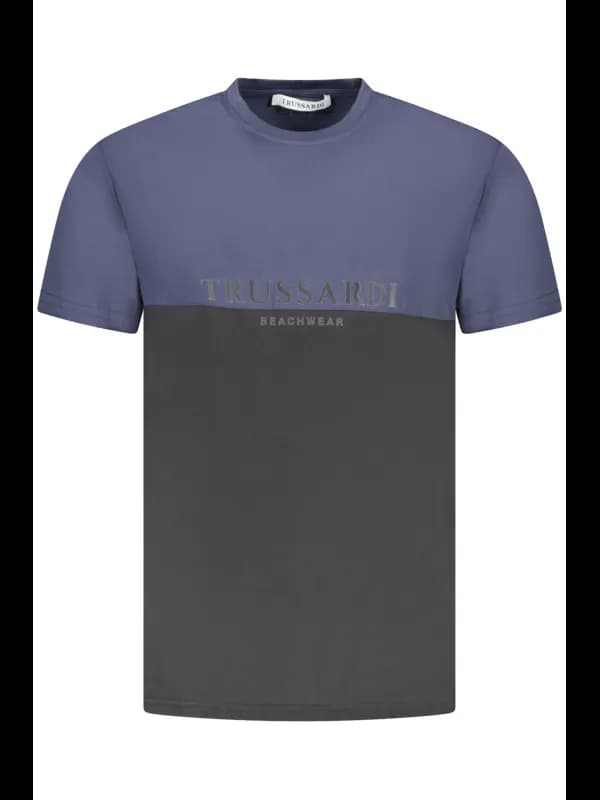 Trussardi Zweifarbiges Rundhals TShirt mit Print Logo, Größe L