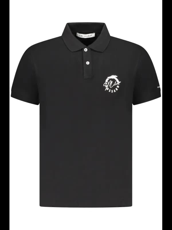Trussardi Polo Klassisch 2 Knopf Logo Schwarz, Größe 2XL