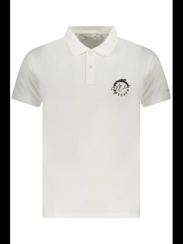 Trussardi Poloshirt Basic mit Print und Logo 2 Knoepfe, Größe 2XL