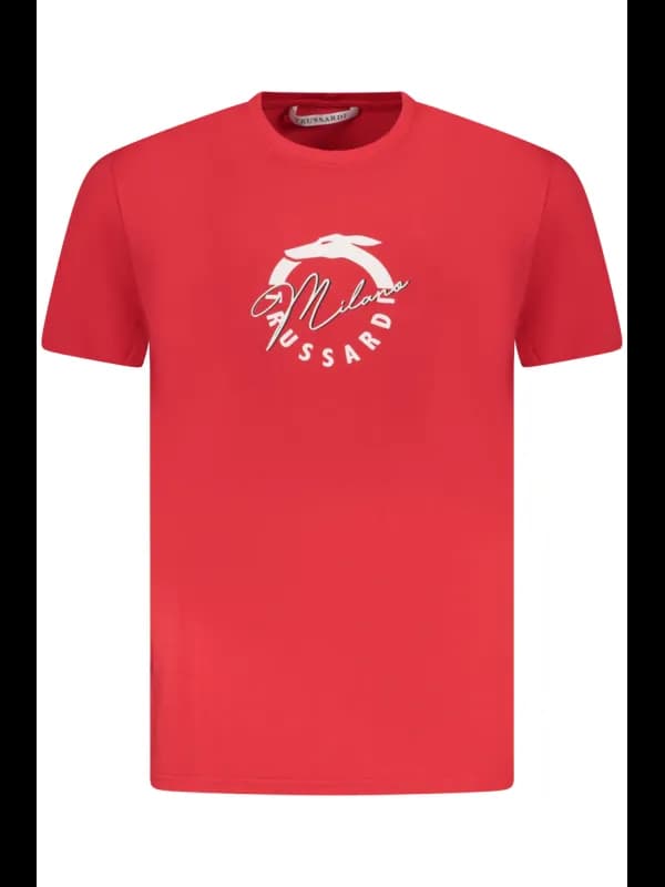 Trussardi Rotes Rundhals TShirt mit Logoprint Basic, Größe 2XL