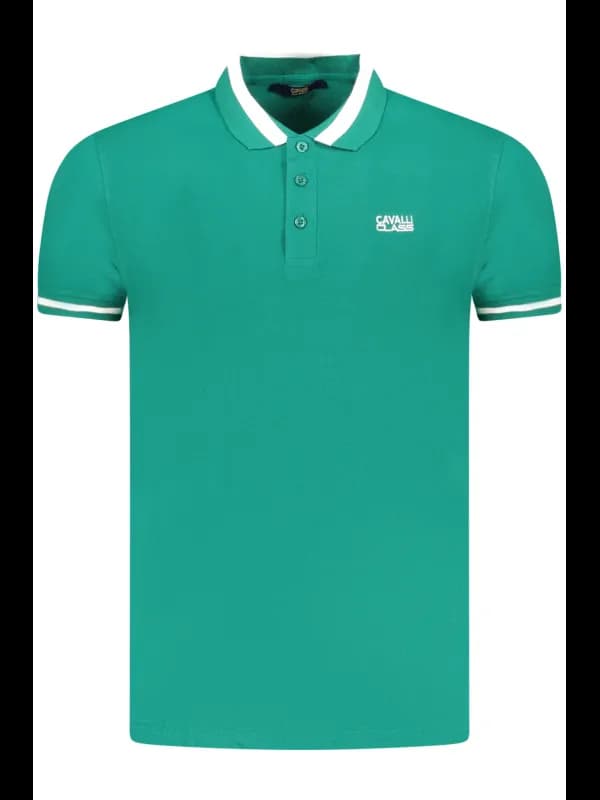 Cavalli Class Kurzarm Poloshirt mit Stickerei Logo, Größe 2XL