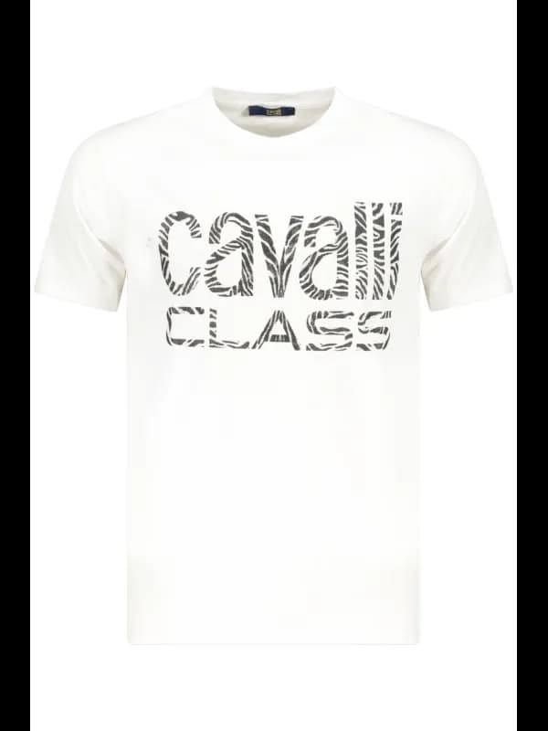 Cavalli Class Logo TShirt Rundhals Druck Weiß, Größe 2XL