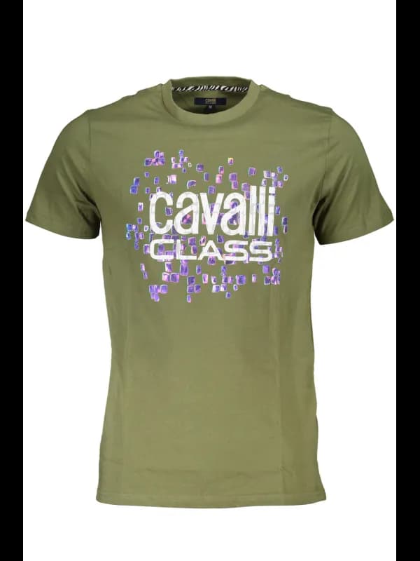Cavalli Class TShirt Kurzarm Rundhals Grün Logo, Größe 2XL