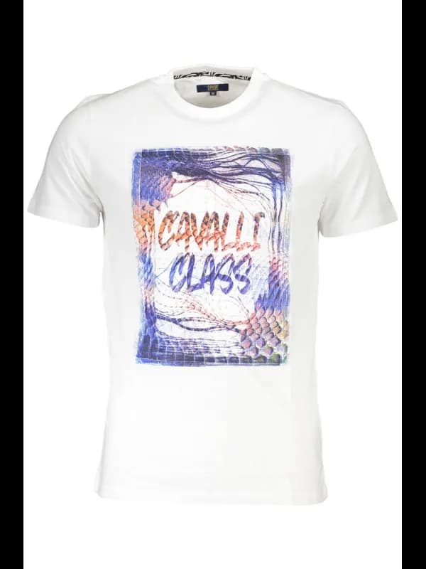 Cavalli Class Weißes Kurzarm-Rundhals-TShirt, Größe 2XL