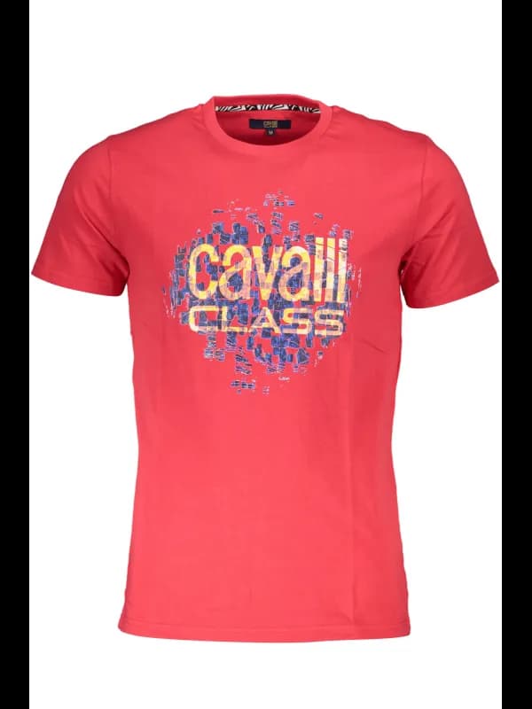 Cavalli Class Rotes Logo TShirt Kurzarm Rundhals, Größe 2XL