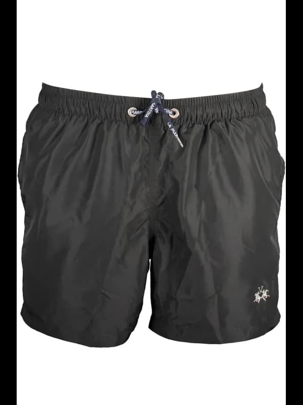 LA MARTINA Badeboxer Schwarz mit Schnürung und Taschen, Größe M