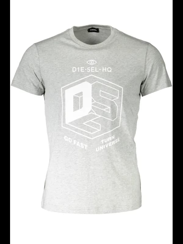 Diesel Kurzarmshirt Grau mit Logo Rundhals, Größe 2XL