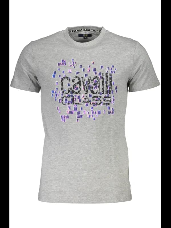 Cavalli Class Kurzarmshirt mit Logo und Rundhalsausschnitt, Größe XL