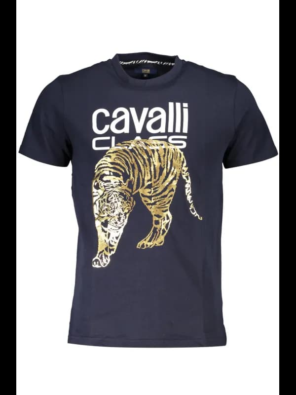 Cavalli Class Cavalli Blaues Kurzarm Rundhals TShirt mit Log, Größe XL