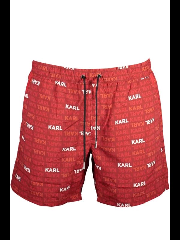 Karl Lagerfeld Beachwear KL Badehose Rot mit Taschen und Kon, Größe S