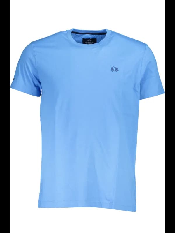 LA MARTINA Blaues Kurzarm TShirt mit Rundhals und Stickerei, Größe M