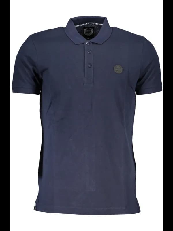 GIAN MARCO VENTURI Poloshirt Blau 3 Knöpfe Logo Applikation, Größe XL