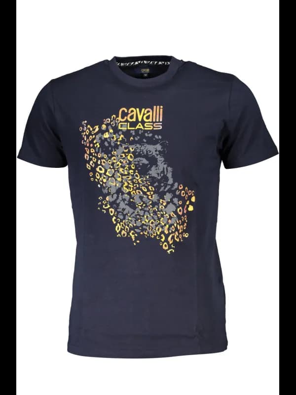 Cavalli Class Blaues Rundhals TShirt Kurzarm, Größe XL