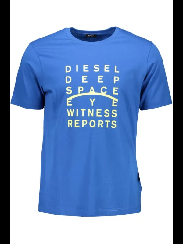 Diesel TShirt Rundhals Druck Blau, Größe XL