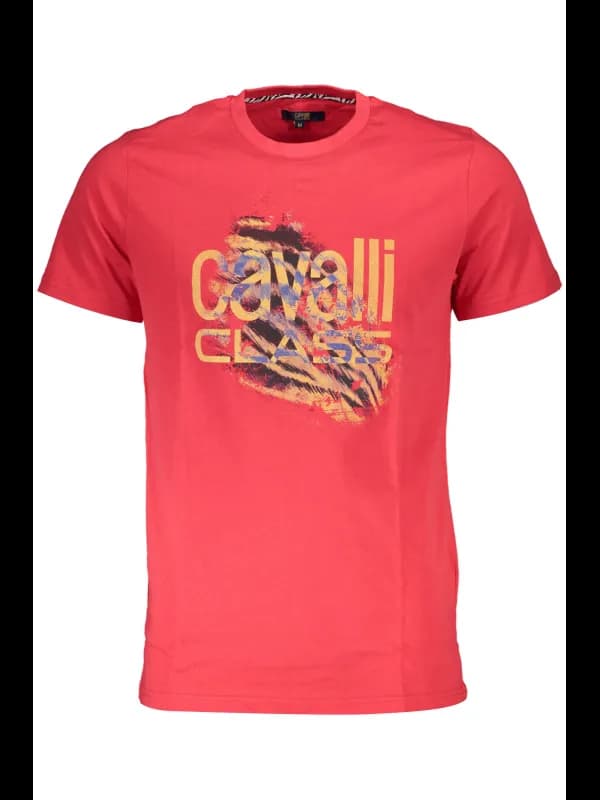 Cavalli Class Kurzarmshirt mit Logo Rundhals, Größe 2XL