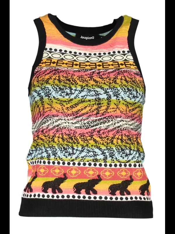 Desigual Kontrast Tanktop mit Rundhals und Logo, Größe XL