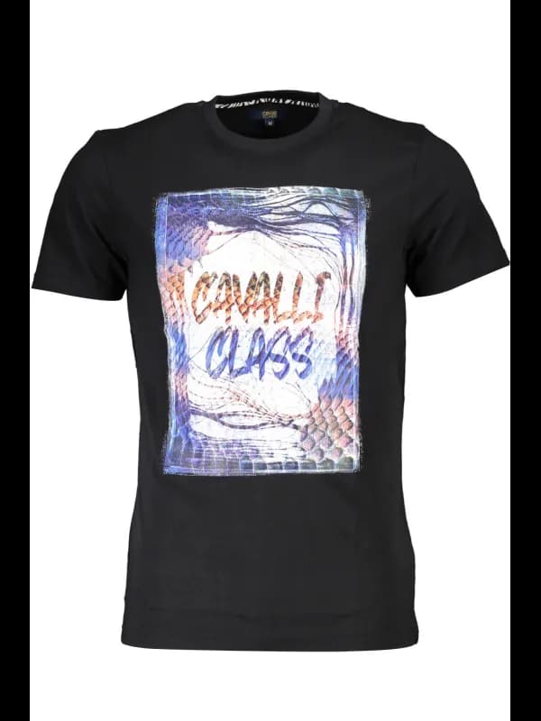 Cavalli Class Schwarz Logo TShirt Kurzarm Rundhals, Größe XL