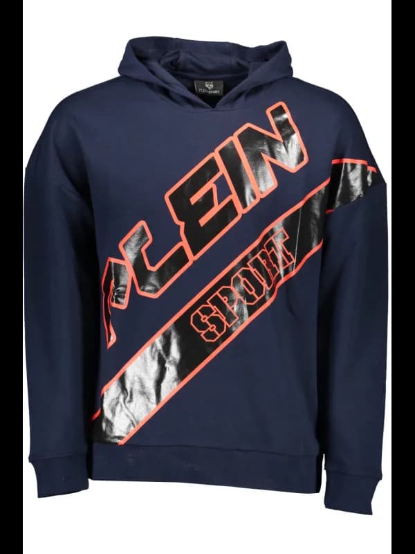 Plein Sport Kontrast Hoodie mit Applikation und Print - Navy, Größe XL