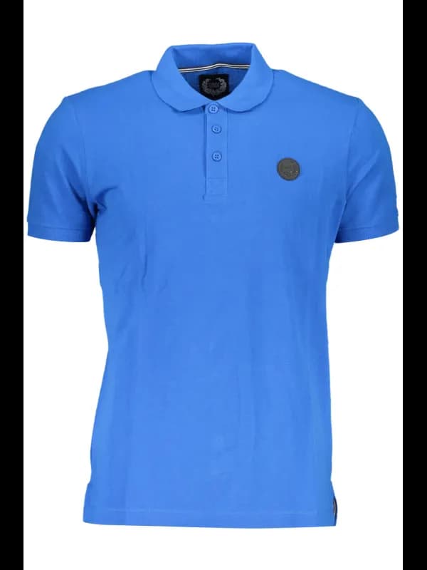 GIAN MARCO VENTURI Blaues Poloshirt mit Applikation und Logo, Größe 2XL