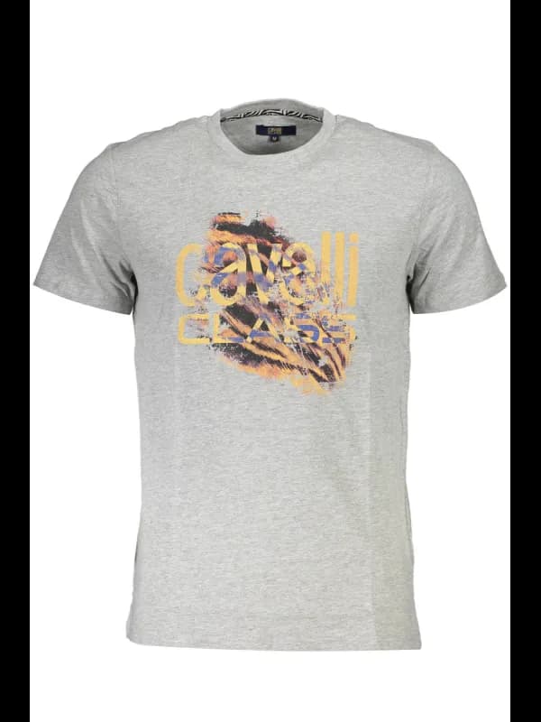 Cavalli Class Logo TShirt Grau Rundhals, Größe 2XL