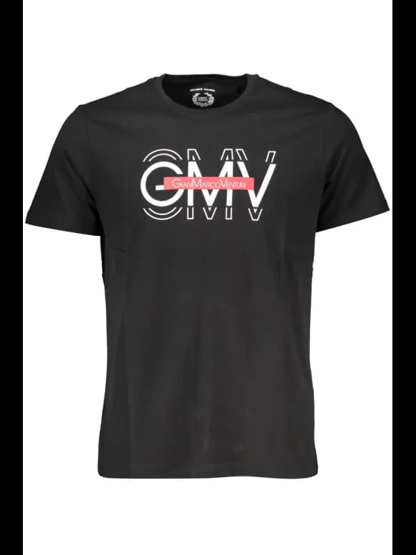 GIAN MARCO VENTURI Schwarzes Logo T-Shirt Rundhals, Größe 2XL