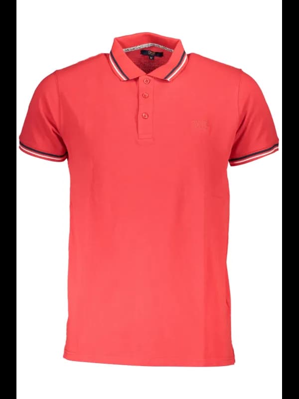 Cavalli Class Kurzarm-Poloshirt Rot mit Logo und Stickerei, Größe 2XL