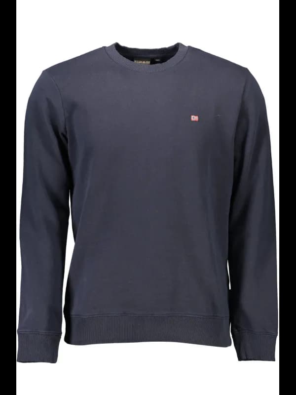 Napapijri Bio Baumwolle Langarm Sweatshirt Rundhals Blau, Größe L