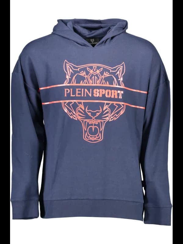 Plein Sport Navy Kapuzensweatshirt mit Kontrastdetails, Größe 2XL