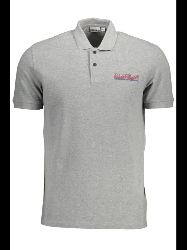Napapijri Kurzarm Polo Grau mit Logo Druck, Größe XL
