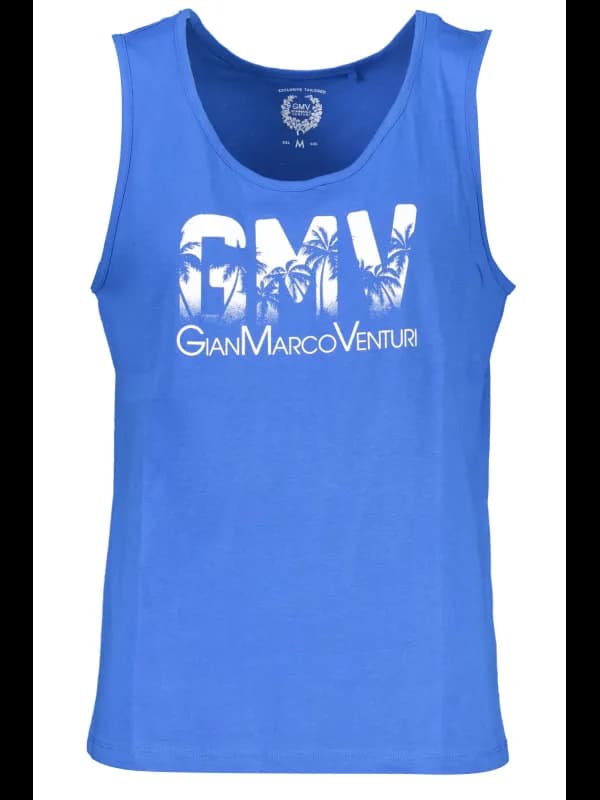 GIAN MARCO VENTURI Blauer Logo Tanktop Hemd, Größe 2XL