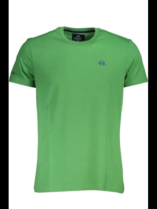 LA MARTINA TShirt Grün Kurzarm Rundhals Stickerei Logo, Größe XL
