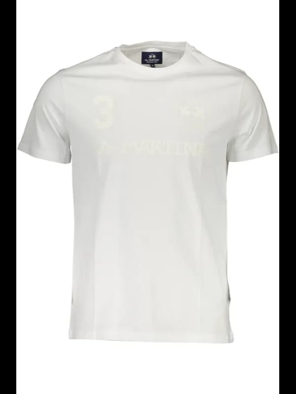 LA MARTINA Weißes Logo T-Shirt Kurzarm Rundhals, Größe 3XL