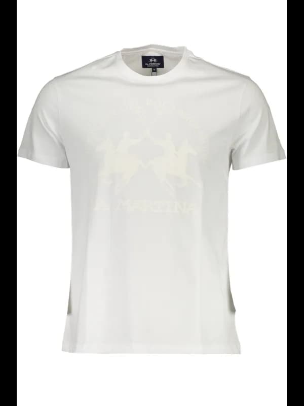 LA MARTINA Kurzarmshirt Weiß Rundhals Logo, Größe 2XL