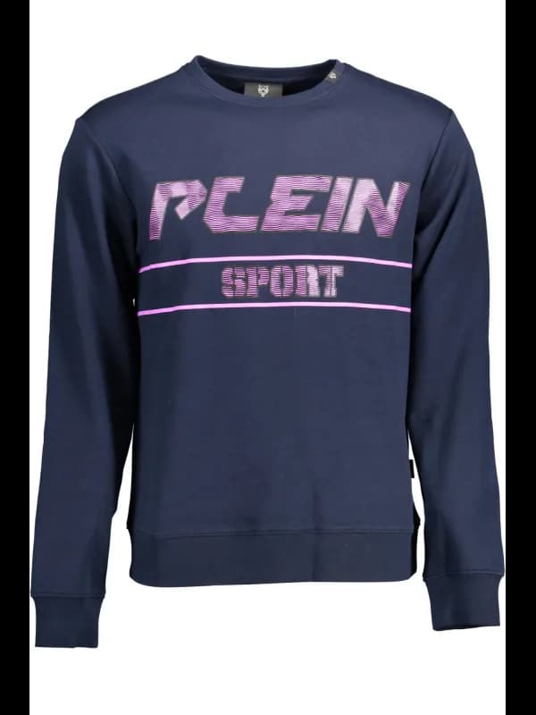 Plein Sport Kontrast Sweatshirt Blau Navy mit Print und Logo, Größe XL