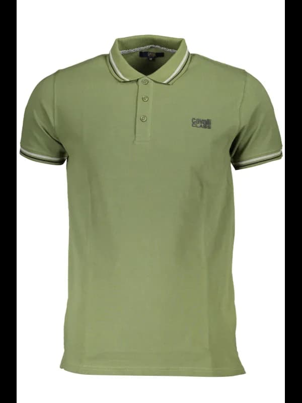 Cavalli Class Kurzarm-Polo mit Druck und Kontrastdetails - C, Größe 2XL