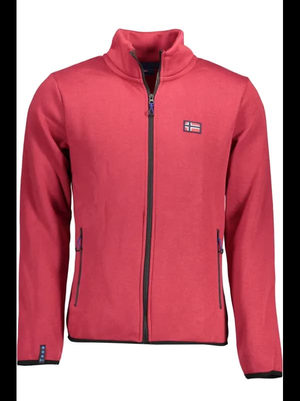 NORWAY 1963 Rotes Sweatshirt mit Stickerei und Taschen, Größe 2XL